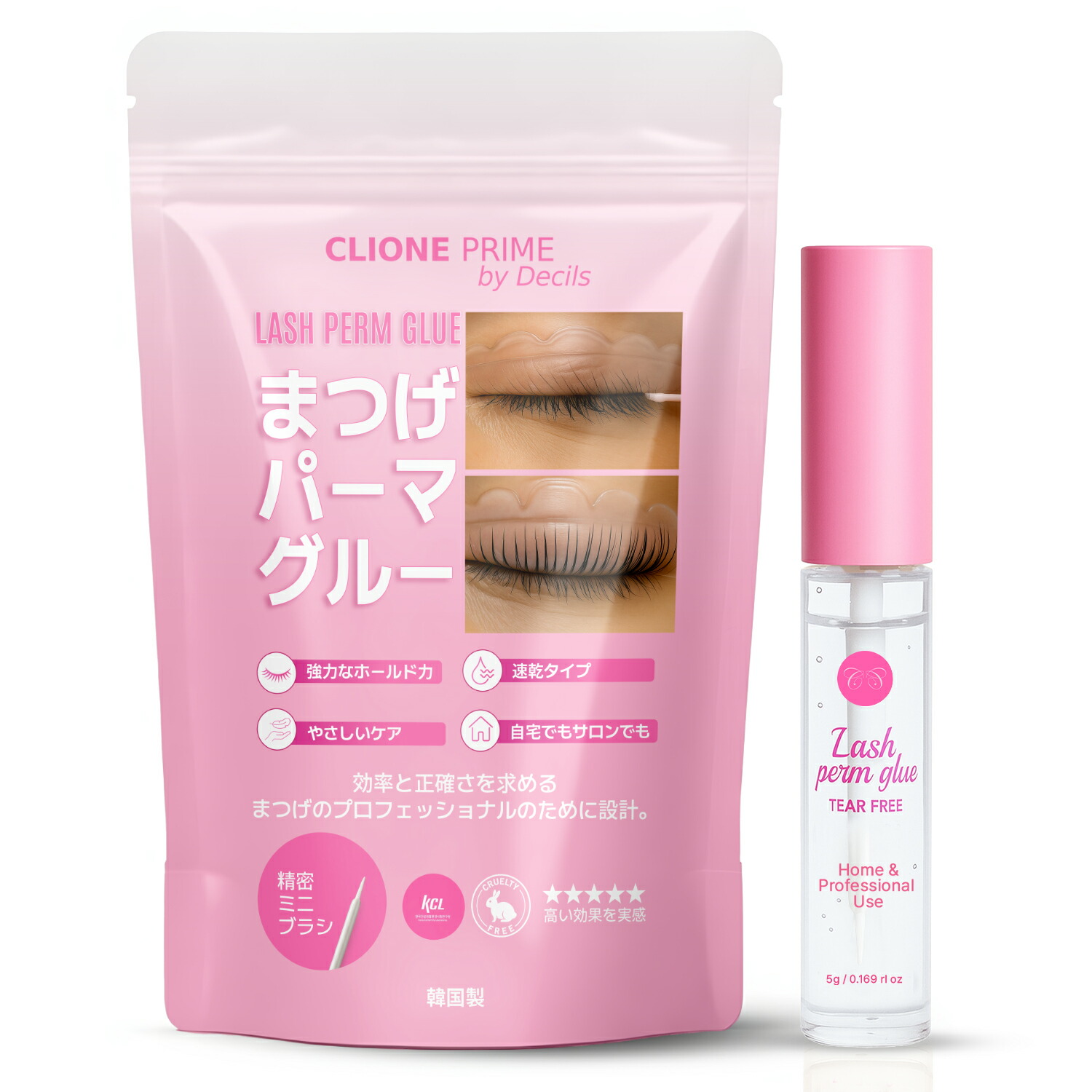 【公式】高粘着 セルフ まつげパーマ グルー 低刺激 プロ仕様 30秒速乾 5ml 精密ミニブラシ付き クレンジングオフ 韓国産 【G】