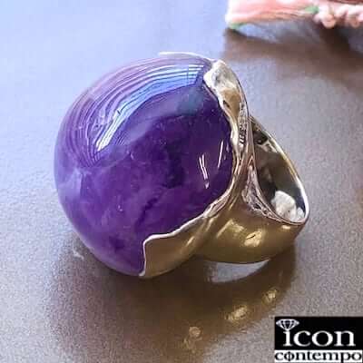 SV925 アメジスト リング 巨大 大粒 ペンダント パープル ヴィンテージ アジサイボンボン スフィア 'Hydrangea BONBON'｜icon contempo