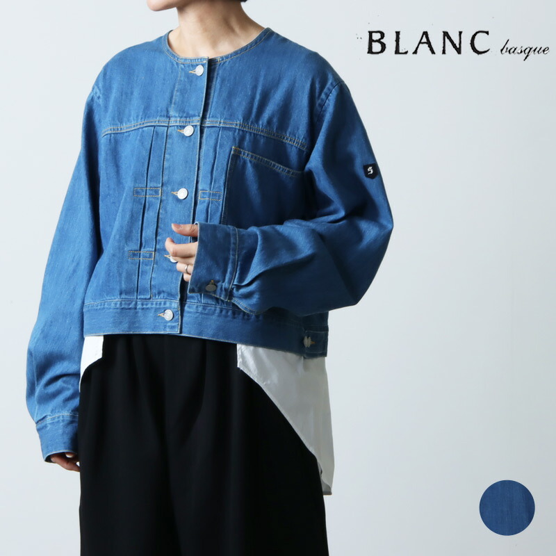 【BLANC basque】パールボタン *ダンガリーデニムシャツ　サイズ38 blanc basque ブラウス シャツ パールボタン ダンガリーデニム