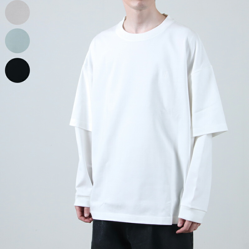 【30% OFF】 is-ness イズネス LAYERED LONG SLEEVE T-SHIRT レイヤードロングスリーブティーシャツ Greige-Black-Mint