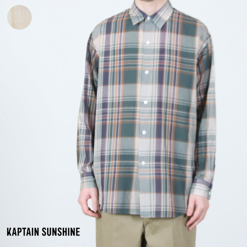 【20% OFF】 KAPTAIN SUNSHINE キャプテンサンシャイン Gauze Plaid Plain Shirt ガーゼ プレイド プレーンシャツ｜ICORA（イコラ）