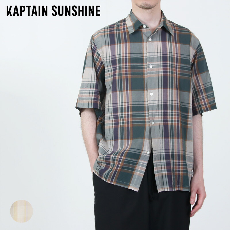 KAPTAIN SUNSHINE キャプテンサンシャイン Gauze Plaid Plain SS Shirt ガーゼ プラッド プレーン ショートスリーブ シャツ｜ICORA（イコラ）
