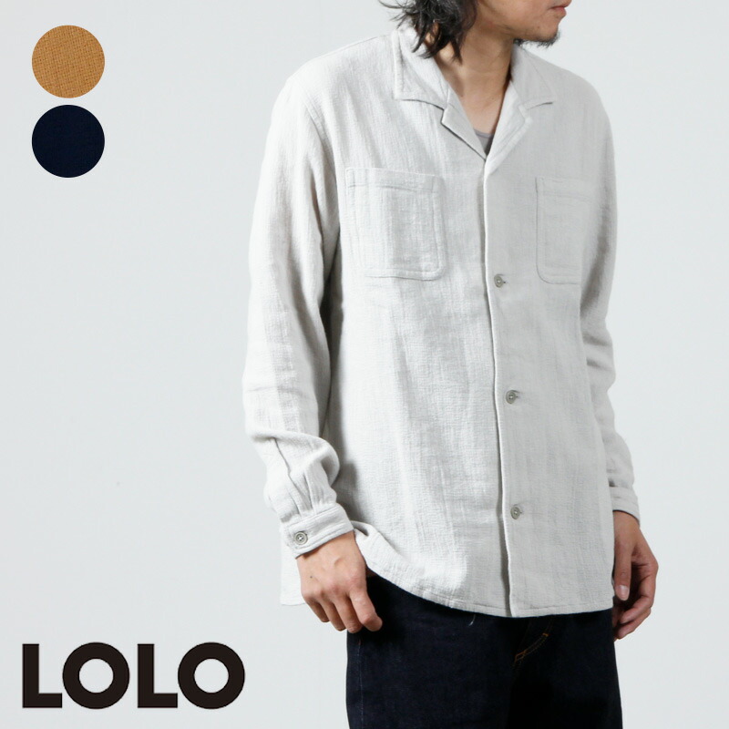 【30% OFF】 LOLO ロロ 綿麻パナマ 開襟シャツ