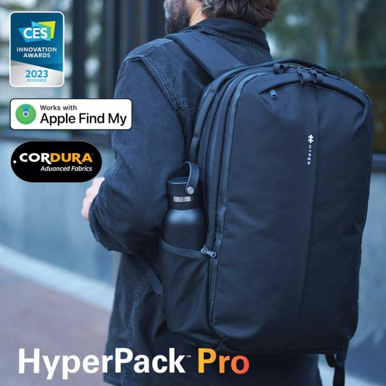 HyperPack Pro バックパック HYPER ハイパー Apple「探す」に対応 紛失防止 場所特定 3つのメイン収納＋20ポケット PC 2台まで収納 移動中も充電可能な内部充電システム スキミング防止ポケット＆盗難防止ファスナー キャリーオンバンド