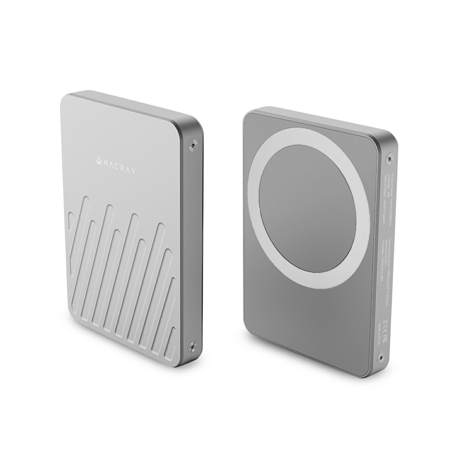 iPhone 15 Pro HACRAY MagDrive MagSafe対応 ポータブル 外付け SSD HR26614 HR26614 ハクライ iPhone ProRes動画 直接保存 iOS Android対応 USB-C 接続 マグネット バックアップ 20Gbps 超高速転送 小型 軽量 スマホ容量不足 対策