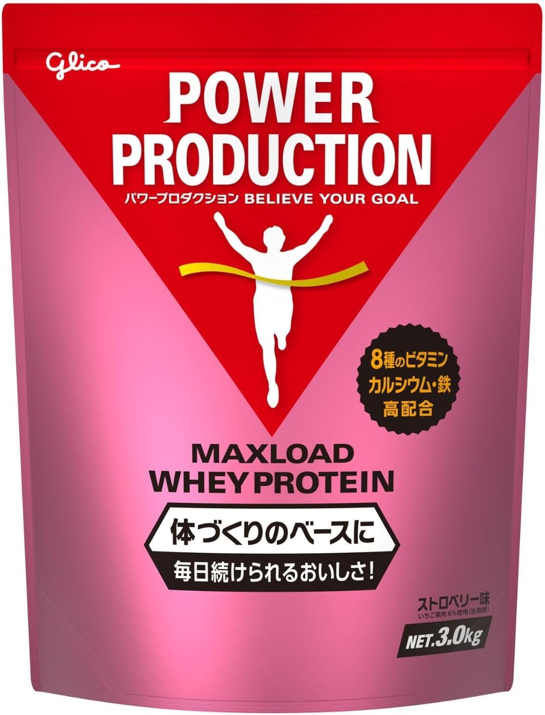 グリコ マックスロード ホエイプロテイン ストロベリー味【3.0kg】 POWER PRODUCTION パワープロダクション