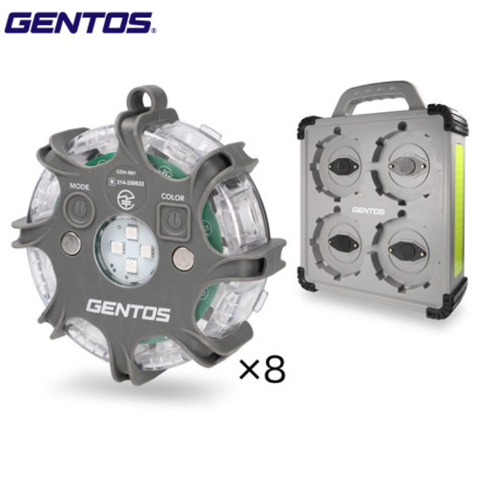 GZW-RBY-8 ワーニングライト Ganz GENTOS(ジェントス) 技術基準適合証明機器 ワイヤレス LED 誘導灯 内照灯 注意喚起用 安全 防災 防犯 アウトドア 停電対策