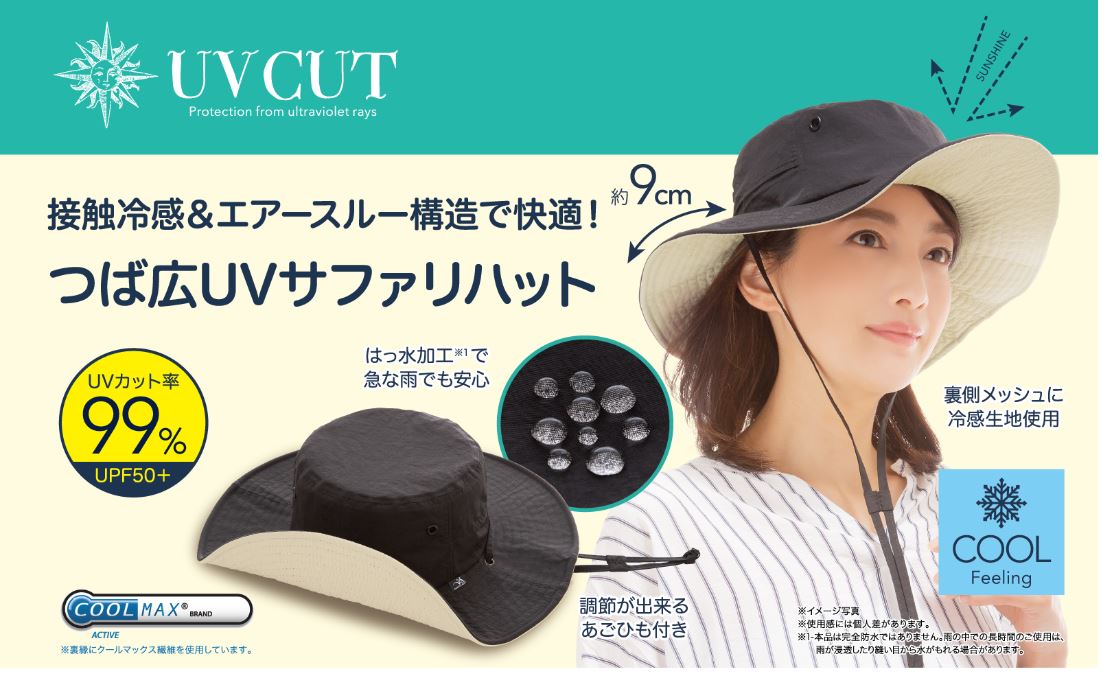 時間指定不可 <br>COOL折りたためるUV日よけ帽子<br>UVカット率99％<br