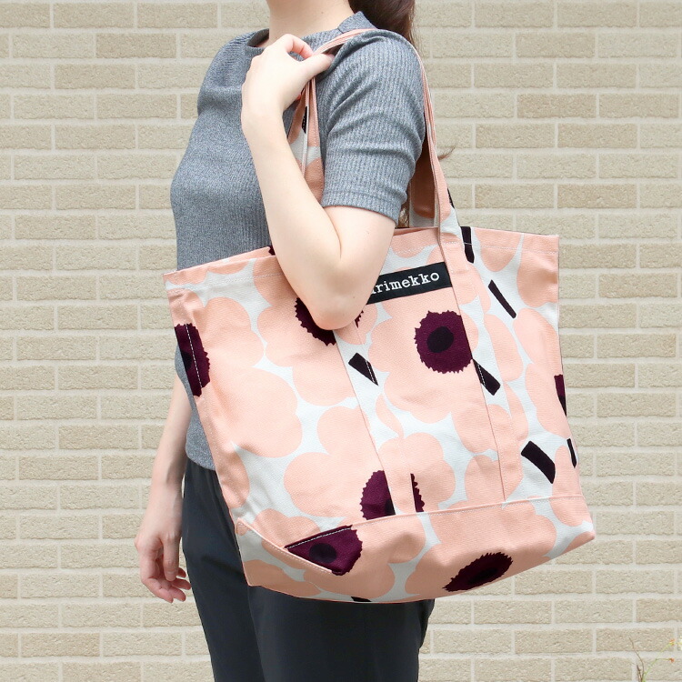 楽天市場 全品ﾎﾟｲﾝﾄ５倍 ﾏﾗｿﾝ期間中 要ｴﾝﾄﾘｰ マリメッコ ピエニウニッコ ペルスカッシ トートバッグ ライトベージュ ピンク バーガンディ Marimekko Peruskassi 北欧 エコバッグ ファッション ギフト バック 輸入洋食器の専門店イデール