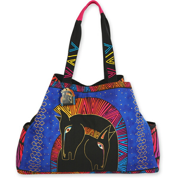 トートバッグ ショルダートート キャンバス ローレルバーチ LAUREL BURCH EMBRACING HORSES カラフルにデザインされた馬 トートバッグ LB4821