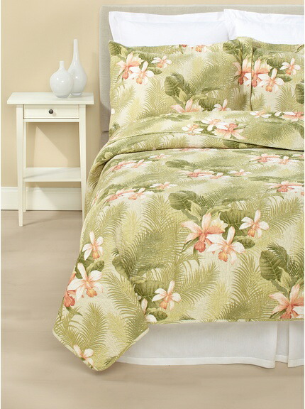 トミーバハマ 【クイーン】 Tropical Orchid ベッドキルト 3点セット 寝具 ベッドカバー マルチカバー キルト ピローケースx1 ベッドキルト Tommy Bahama 枕カバー1枚 ベッドキルト 寝室 布団カバー 22,199円