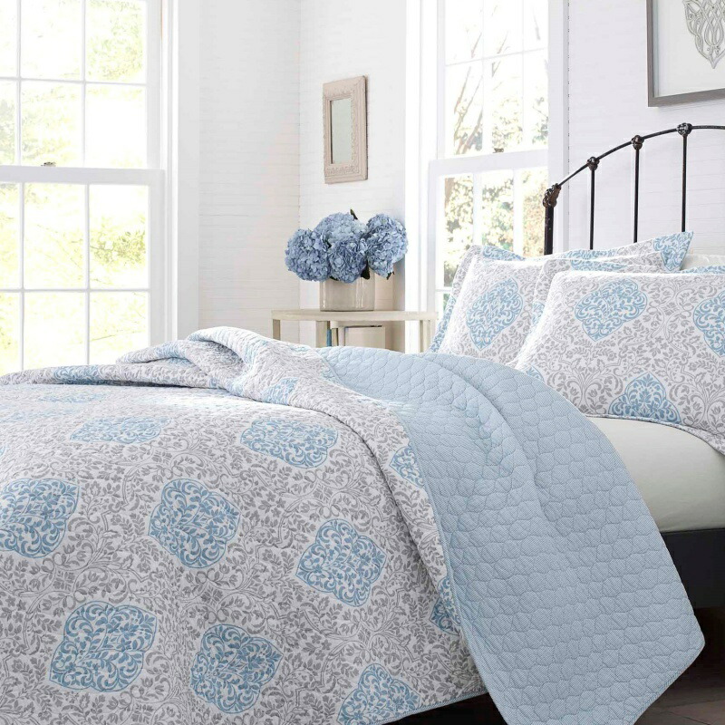 【楽天市場】Laura Ashley ローラアシュレイ【シングル】Winnie Cotton Quilt Set サンゴ礁 ベッドキルトセット