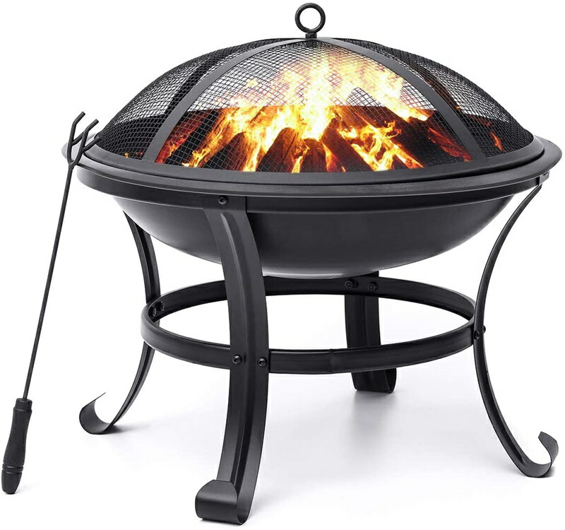 楽天市場 当日発送 1台3役 料理 暖炉 エクステリア インテリア Outdoor Fire Cooking Pit ファイヤー ピット 調理用焼き網付き 屋外暖炉 アウトドア 直径約75cm 高さ約124cm 大型 直径40cmグリルグレート 高さ調節3段階 アッシュパン 火かき棒 モノワールド