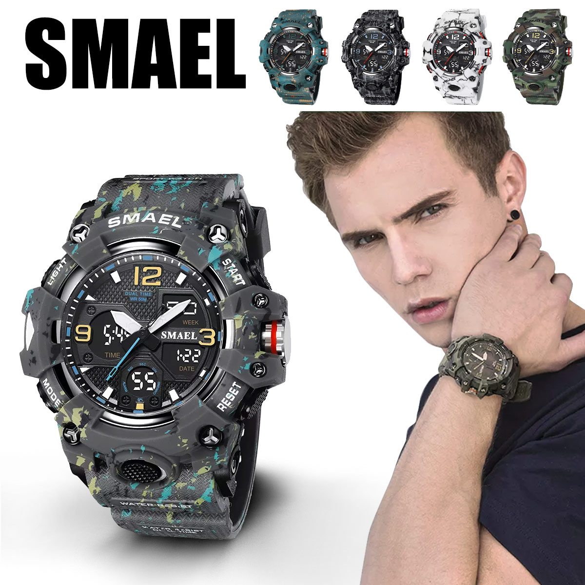 【楽天市場】メンズ 腕時計 おしゃれ SMAEL デジアナ デュアル