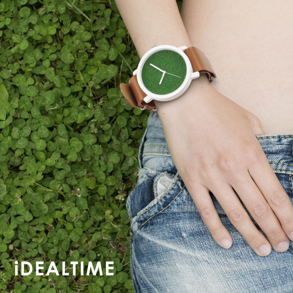 iDEALTIME GRASS WATCH Central イデアルタイム グラスウォッチ セントラル 芝生 メンズ レディース 腕時計 日本製ムーブメント 男性用 クリスマス プレゼント ギフト ゴルフ GOLF 白 ホワイト 黒 ブラック ブラウン 送料無料