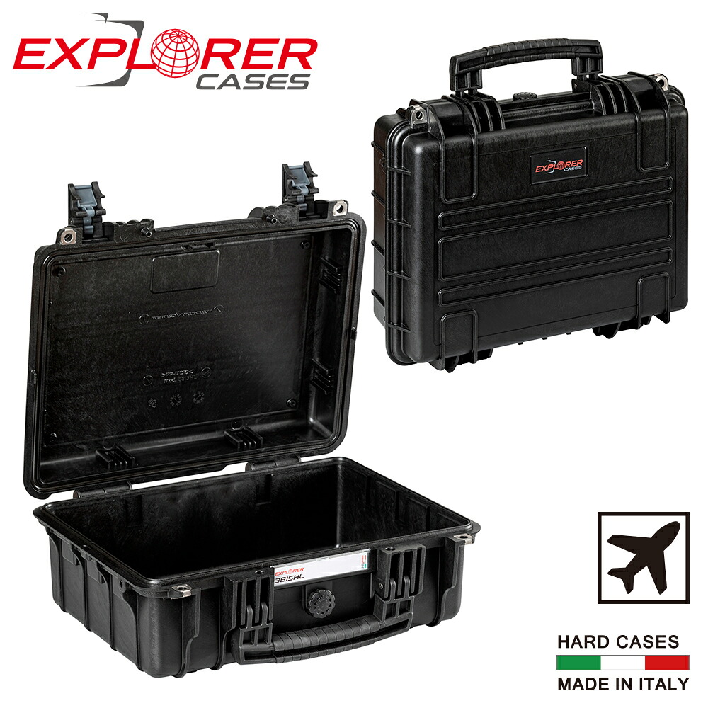 【正規代理店】防水ハードケース エクスプローラーケース ヘブンリーライト(軽量型) IEX-3815HLS-BE 内装無し 内装スポンジ無し イタリア製 ブラック ペリカンケース 耐衝撃ケース キャリーケース プロテクターケース プロテクションケース フライトケース ツールケース｜アイデアルトランクネットショップ