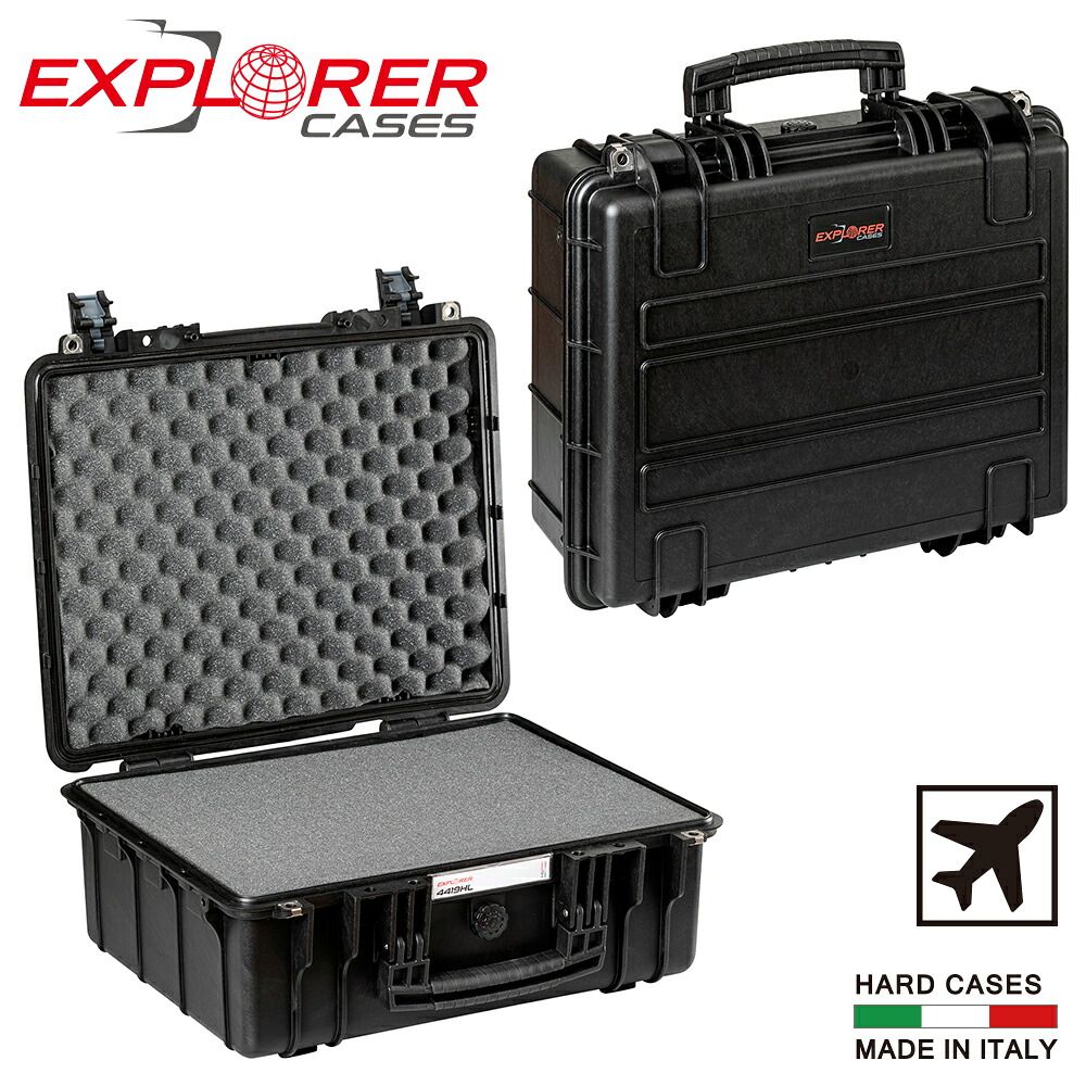 【正規代理店】防水ハードケース エクスプローラーケース ヘブンリーライト(軽量型) IEX-4419HLS-B 内装ウレタンフォーム有り 内装スポンジ有り イタリア製 ブラック ペリカンケース 耐衝撃ケース キャリーケース プロテクターケース プロテクションケース ツールケース｜アイデアルトランクネットショップ