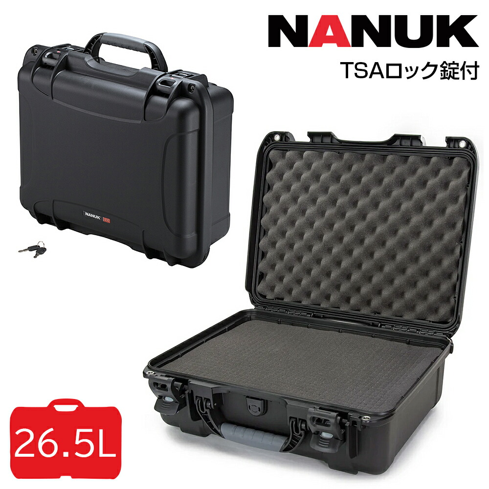 タカチ電機工業 鍵付防水キャリングケース NKK930BS TSAロック錠付 内装スポンジ有り NANUK CASE(ナヌークケース) ブラック 他メーカー同梱不可 防水ケース ハードケース 耐衝撃ケース キャリーケース プロテクターケース プロテクションケース ペリカンケース ツールケース