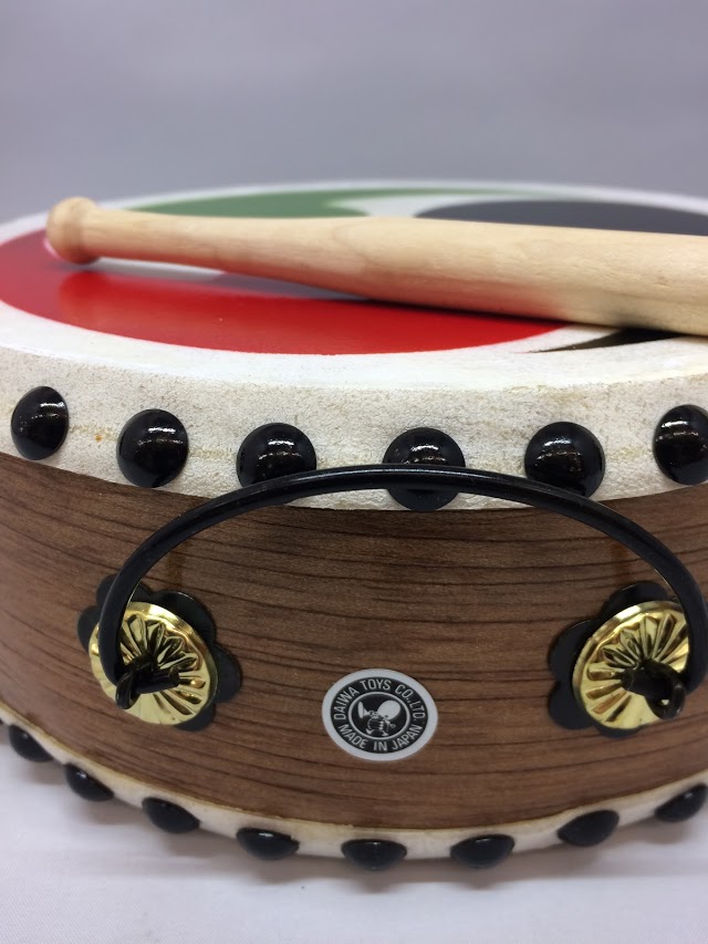 巴太鼓 65号 5ウェット 木製本革手作り太鼓 両面巴最初 バチ仕合わせ Daemlu Cl