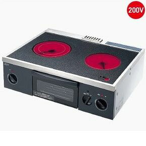 (LINEクーポン有)三化工業 SNK SRH-M226A ハイラジエントヒーター　据置型2口 グリル付 SRHM226A