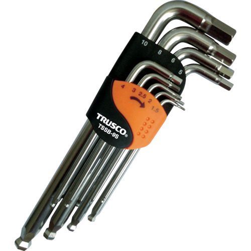 【即納在庫品】「直送」トラスコ中山 ＴＲＵＳＣＯ TSSB9S ステンレスボールポイント六角棒レンチセット 標準タイプ ９本組