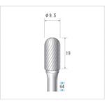 【即納在庫品】「直送」ナカニシ 26073 超硬カッター 円筒先丸 シングルカット 刃径９．５ｍｍ 刃長１９ｍｍ