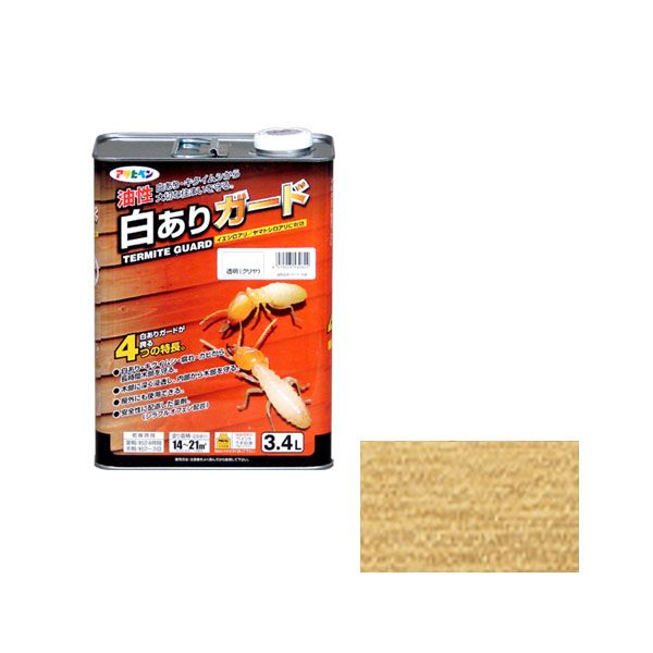直送 代引不可・他メーカー同梱不可 アサヒペン 4970925530622 油性白ありガード ３．４Ｌ クリヤ