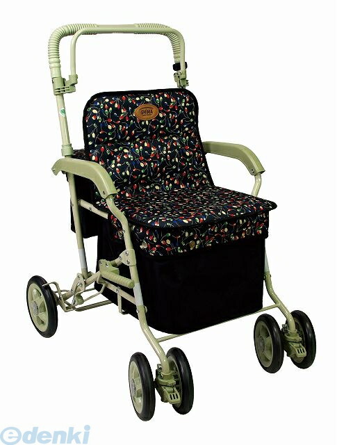 (LINEクーポン有)4945528219205 ﾏｰﾁS 小花BK シルバーカー 島製作所 ボックスカー 小花ブラック 歩行車 折りたたみ コバナBK 手押し車 おしゃれ 高齢者