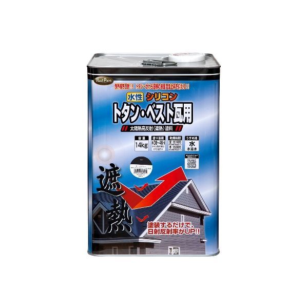 (LINEクーポン有)ニッペホームプロダクツ 4976124201295 直送 代引不可・他メーカー同梱不可 水性シリコントタン・ベスト瓦用遮熱塗料 ナスコン 14kg 屋根用｜iDECA　店