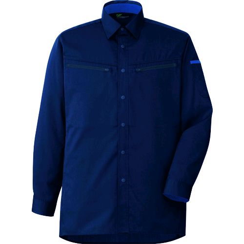 【即納在庫品】「直送」ミドリ安全 VES2597-UE-L 男女共用 ハーネス対応 長袖シャツ ＶＥＳ２５９７ 上 ネイビー Ｌ VES2597UEL 149-3329 L1493329