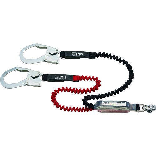 【即納在庫品】「直送」サンコー安全帯 タイタン HLERWBP ＥＸＪ伸縮ストラップ式 タイプ１ランヤード ブラック／レッド ダブル 墜落制止用器具 ブラック レッド ダブル EXJ伸縮ストラップ式 タイプ1ランヤード HL-ERW 墜落制止用器具