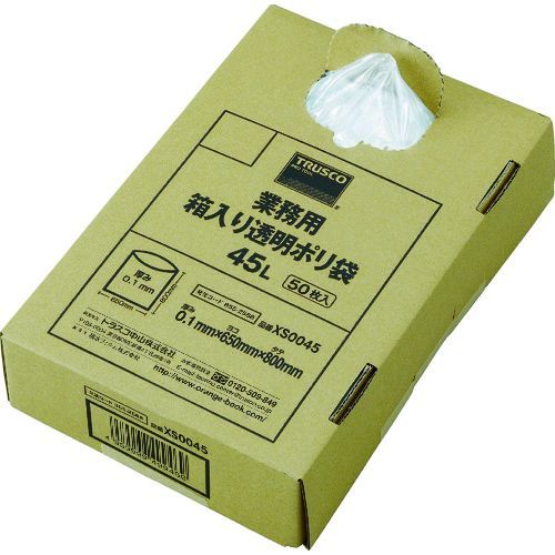 【即納在庫品】「直送」ＴＲＵＳＣＯ XS0045 まとめ買い 業務用ポリ袋 透明・箱入 ０．１×４５Ｌ ５０枚入