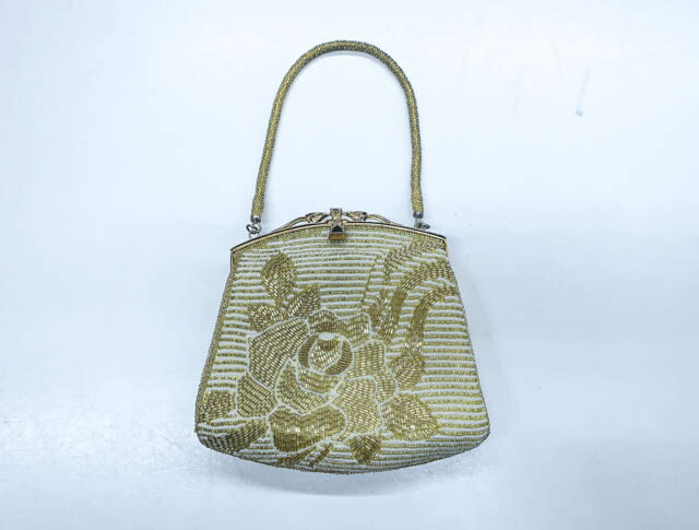 楽天市場】【中古】 アンティーク 和装小物 ビーズバッグ 花柄24w