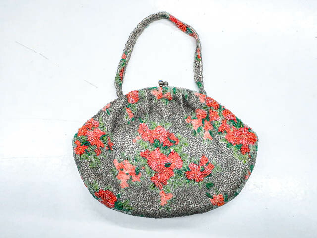 楽天市場】【中古】 和装小物 アンティーク ビーズバッグ 花柄 24w