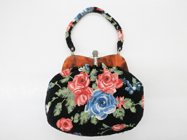 楽天市場】ヴィンテージ ビーズバッグ 仏製 ビーズ総刺繍 お花