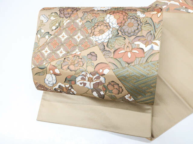 【中古】 リサイクル着物 袋帯 お太鼓柄 金駒刺繍 七宝花 花菱に古典花文 25b01-8【フォーマル リサイクル帯 入学式 卒業式 結婚式 母 七五三 お宮参り パーティー 通販 アイディーネット きもの】IDnet