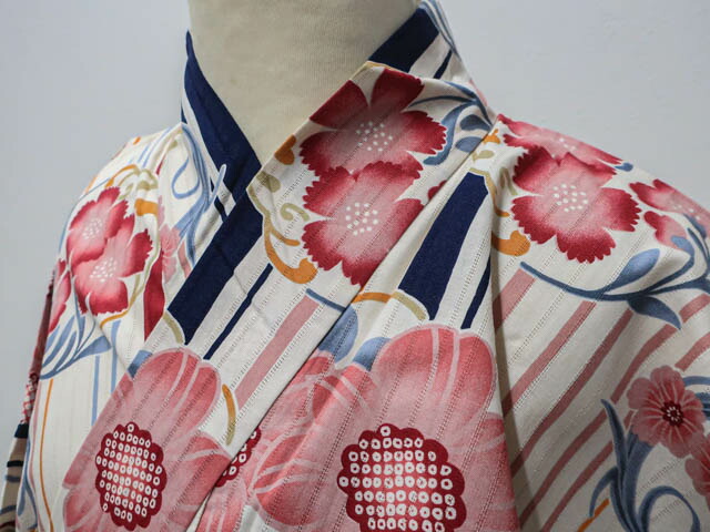 【中古】 リサイクル着物 浴衣 丸花柄 身丈約161.5cm 裄丈約68cm 25z01-438[ リサイクル着物 夏着物 夏 ゆかた カジュアル 和モダン 夏祭り お祭り 花火大会 盆踊り ]IDnet