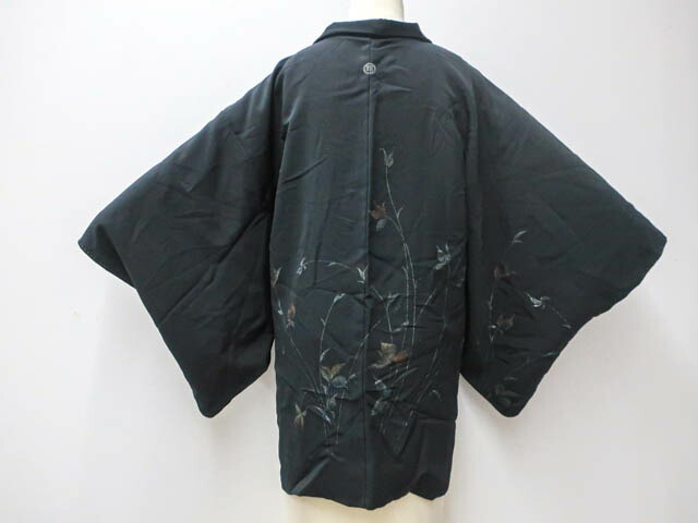 楽天市場】【中古】 リサイクル着物 羽織 黒羽織 縫い紋 絵羽柄 金彩