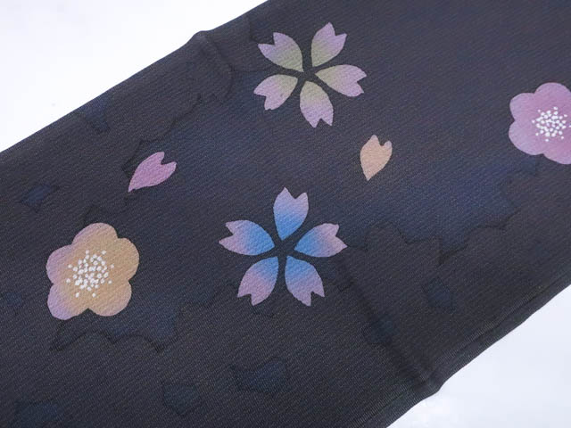 【中古】 和装小物 帯揚げ 新品 シルエット 花文 未使用品 帯揚 r7w02-736【リサイクル】IDnet