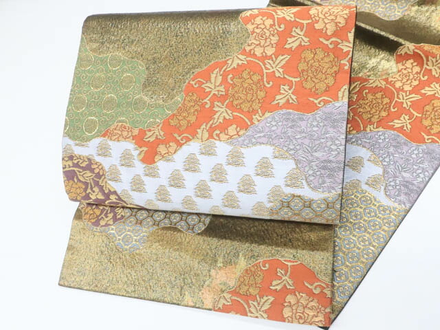 【中古】 リサイクル着物 袋帯 六通柄 道長取りに唐草花文様 金糸 長尺 25b05-843【フォーマル リサイクル帯 入学式 卒業式 結婚式 母 七五三 お宮参り パーティー 通販 アイディーネット きもの】