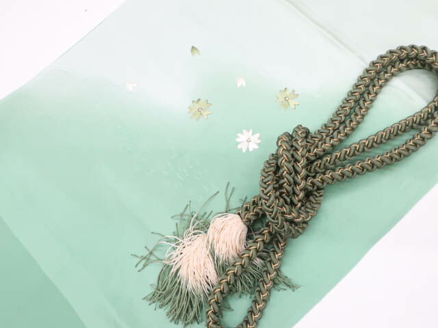 【中古】和装小物 帯締め帯揚げセット 丸組 撚房 金糸 刺繍 ぼかし 帯締 帯揚 25w08-10037【リサイクル】 IDnet