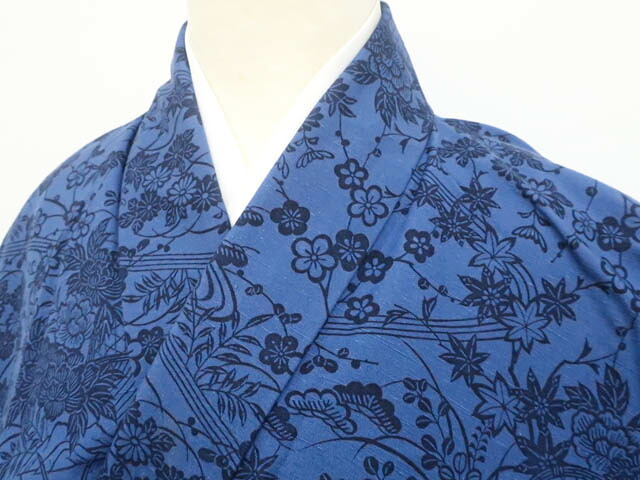 【中古】リサイクル着物 紬 古典花文 正絹 身丈約156cm 裄丈約64.5cm 25z08-4875[リサイクル着物 仕立て上がり和服 アウトレット 着付け教室 お茶 カジュアル 初詣 袴 お出掛け 街着 観劇 普段着 お食事会 通販 アイディーネット きもの] IDnet
