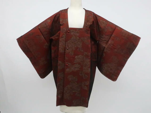 【中古】リサイクル着物 道行コート 花 正絹 美品 身丈約89.5cm 裄丈65.5cm r7z11-680【リサイクル着物 着物羽織 和装羽織 着物カーディガン 和モダン 着物コート 羽織物 お出掛け 通販 アイディーネット きもの】 IDnet
