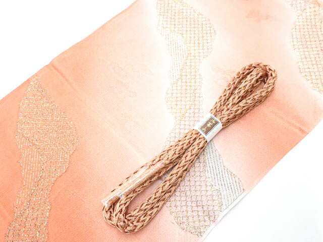 【中古】和装小物 帯締め 帯揚げ セット 縫い取り 丸組 金糸 美品 帯締 帯揚 25w11-13591【リサイクル】 IDnet