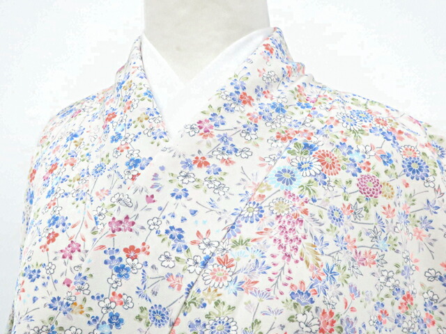 【中古】リサイクル着物 小紋 花 正絹 着物 美品 身丈約149cm 裄丈約61.5cm 25z11-6211[リサイクル着物 着付け教室 お茶 カジュアル 初詣 袴 お出掛け 街着 観劇 普段着 お食事会 通販 アイディーネット きもの] IDnet