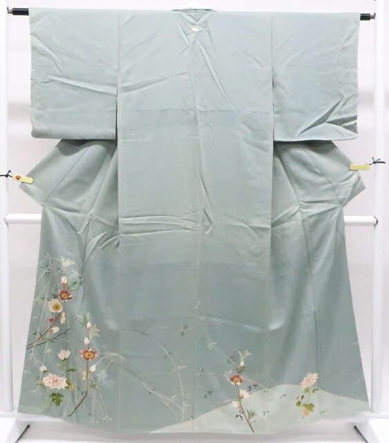 【中古】リサイクル着物 大羊居製 訪問着 東京友禅 落款入り 金糸 一つ紋 正絹 着物 身丈161cm 裄丈61.5cm r7z12-709[リサイクル着物 入学式 卒業式 結婚式 母 七五三 お宮参り パーティー 通販 アイディーネット きもの]IDnet
