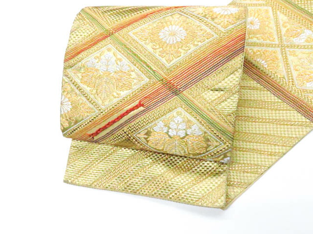 【中古】袋帯 金糸 花菱 正絹 美品 26b01-60【リサイクル】 IDnet