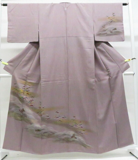 【中古】リサイクル着物 訪問着 一つ紋 金彩 波に松 比翼仕立て 正絹 着物 身丈約158cm 裄丈約62cm 26z01-224【リサイクル】 IDnet