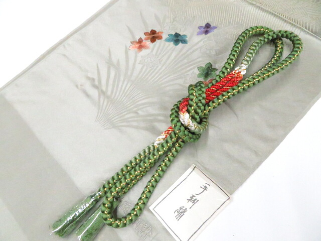 【中古】和装小物 帯締め帯揚げセット 帯締 帯揚 丸組 手刺繍 丹後ちりめん 金糸 美品 26w01-776【リサイクル】 IDnet|アイディーネット