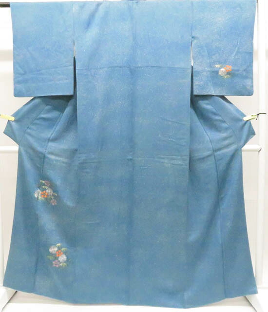 【中古】リサイクル着物 付下げ たたき染 刺繍 金糸 花唐草 正絹 着物 美品 身丈約164cm 裄丈64cm 26z01-376【リサイクル】 IDnet